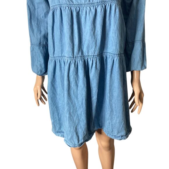 MPH Collection Dress Womens Small Tiered Denim Medium Wash - Picture 9 of 11